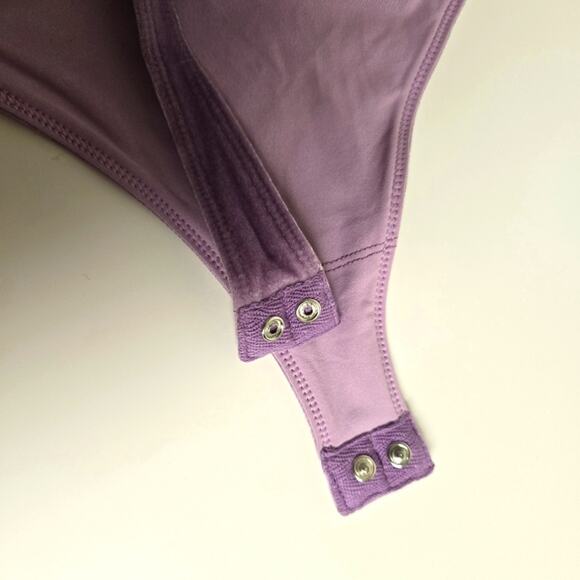 Fabletics Gigi Velour Bodysuit XS – Purple, One Shoulder, NWT, Y2K Inspired - Picture 7 of 7
